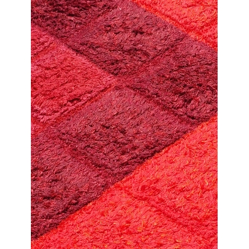 374 - Red Fluffy Carpet with Geometric Pattern (138 x 186cm)