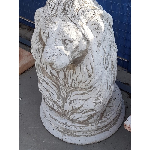 387 - Lion Bust Garden Figurine (Cement / Clay), (H:66cm)