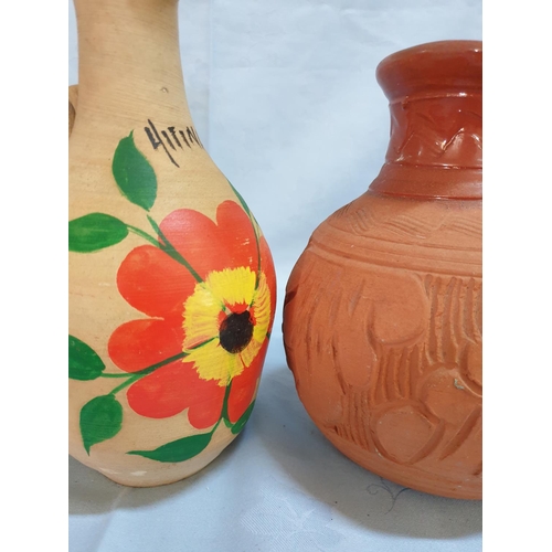 393 - 4 x Terracotta Traditional Jugs (H:24cm, H:23cm, H:23.5cm & H:20cm)