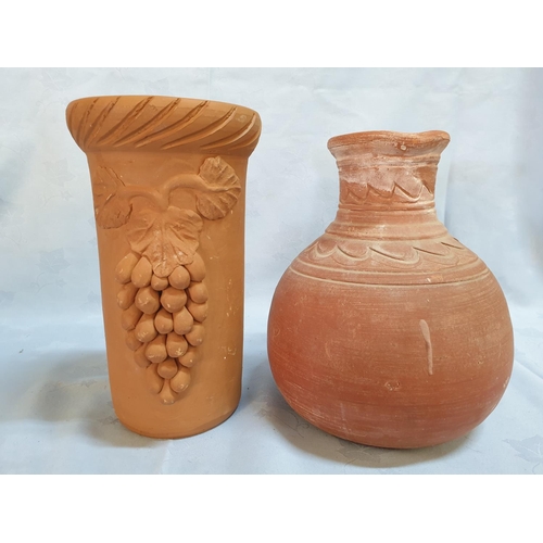 393 - 4 x Terracotta Traditional Jugs (H:24cm, H:23cm, H:23.5cm & H:20cm)