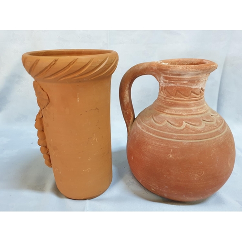 393 - 4 x Terracotta Traditional Jugs (H:24cm, H:23cm, H:23.5cm & H:20cm)