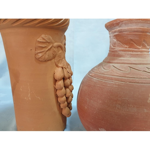 393 - 4 x Terracotta Traditional Jugs (H:24cm, H:23cm, H:23.5cm & H:20cm)