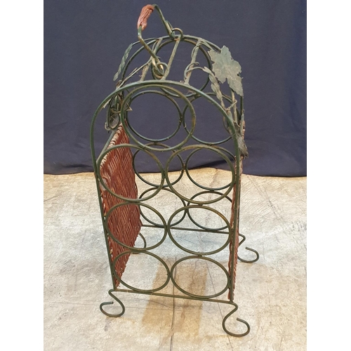 396 - Metal / Wicker Art Wine Rack (For 7 x Bottles)