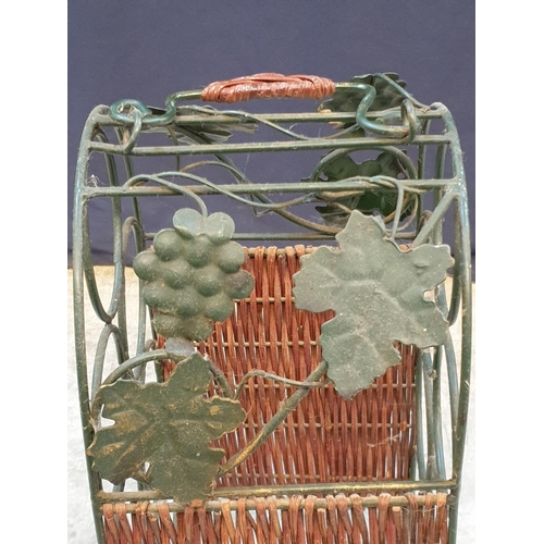 396 - Metal / Wicker Art Wine Rack (For 7 x Bottles)