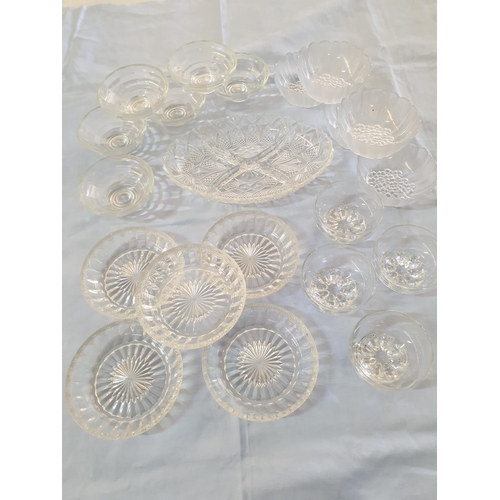 403 - Retro Cut Glass Tableware (Dip, Snack Dish and Various of Small Bowls), (Approx 20pcs)