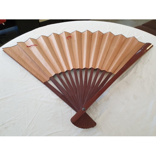 404 - Large Hand Painted Oriental Paper / Wood Fan