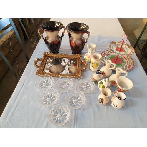 448 - Retro Collection of Assorted Items; Vases, Cake Stand, Mirror, Tray and Others