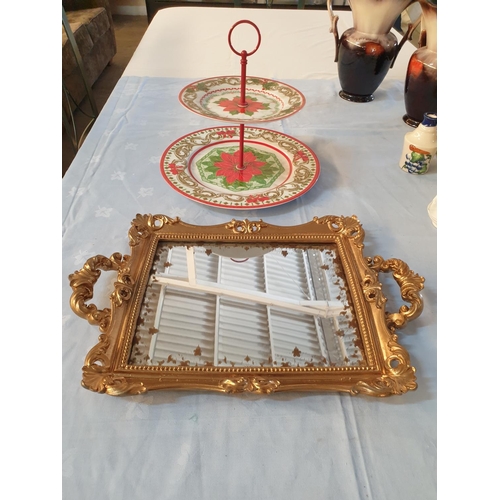 448 - Retro Collection of Assorted Items; Vases, Cake Stand, Mirror, Tray and Others