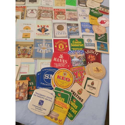 451 - Collection of Vintage and Retro Badges, Retro Coaster, Retro Labels