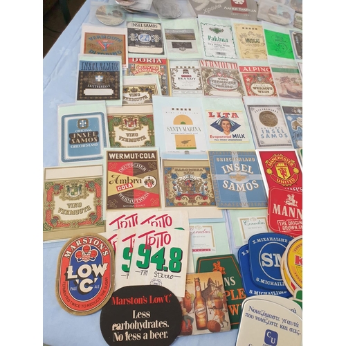 451 - Collection of Vintage and Retro Badges, Retro Coaster, Retro Labels