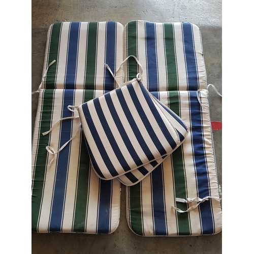 514 - 2 x Pair of Garden Chairs Cushions (1 x Pair of Blue and White Stippes and 1 x Paid of Blue / White ... 