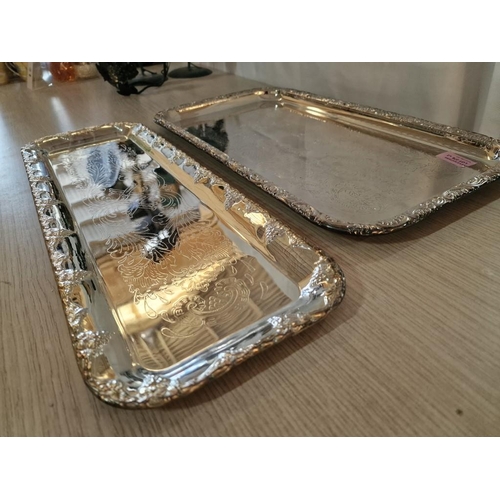 376 - 2 x Decorative Silver Plated Dishes, Made in Sweden (50 x 17cm and 47 x 26cm)