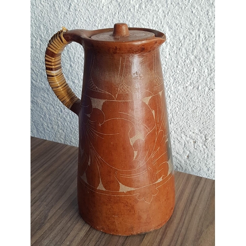 821 - Large Rural Traditional Terracotta Water Jug with Lid (H:30cm)