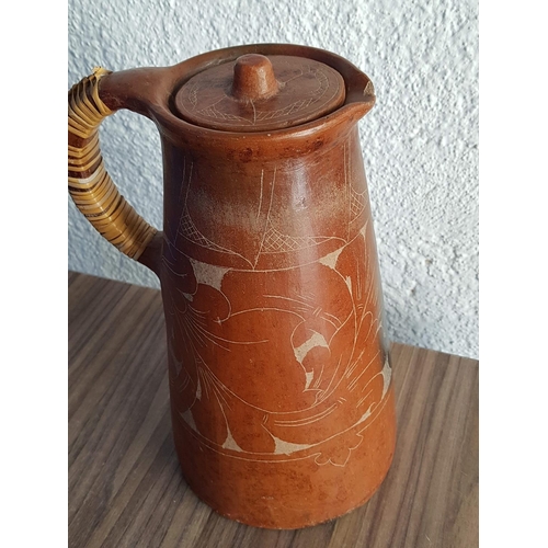 821 - Large Rural Traditional Terracotta Water Jug with Lid (H:30cm)