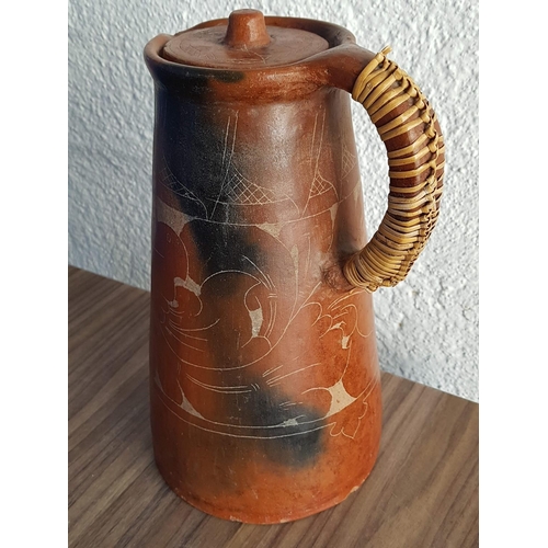 821 - Large Rural Traditional Terracotta Water Jug with Lid (H:30cm)