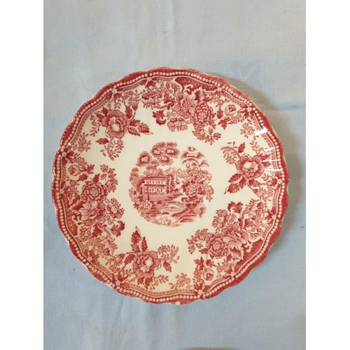 115 - Collection of Red and White Dinner Service inc; Enoch Woods English Scenery, Johnson Bros, Tonquin b... 