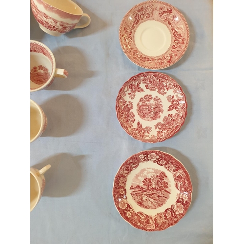 115 - Collection of Red and White Dinner Service inc; Enoch Woods English Scenery, Johnson Bros, Tonquin b... 