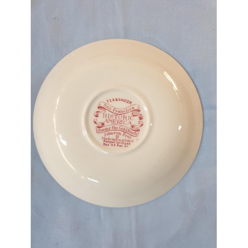 115 - Collection of Red and White Dinner Service inc; Enoch Woods English Scenery, Johnson Bros, Tonquin b... 