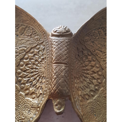 248 - Butterfly Solid Brass (0.36kg) Ashtray (Approx 14 x 18cm)