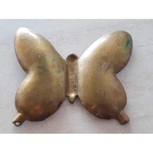 248 - Butterfly Solid Brass (0.36kg) Ashtray (Approx 14 x 18cm)