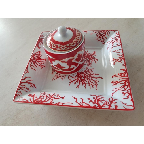 279 - Zara Home Porcelain Dish (Approx. 18 x 18cm), Together with Small Round Dish & Lid, (Approx. H: 9.5c... 