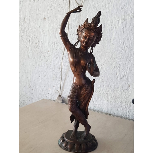 329 - Tara Dancing Buddha (Hindy Goddess) Vintage Copper Statue (H:51cm)