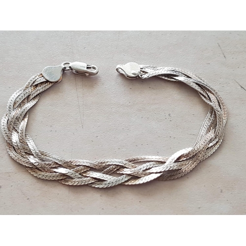 342 - Silver .925 Bracelet with Woven Braided Herringbone Bracelet (L:18cm)