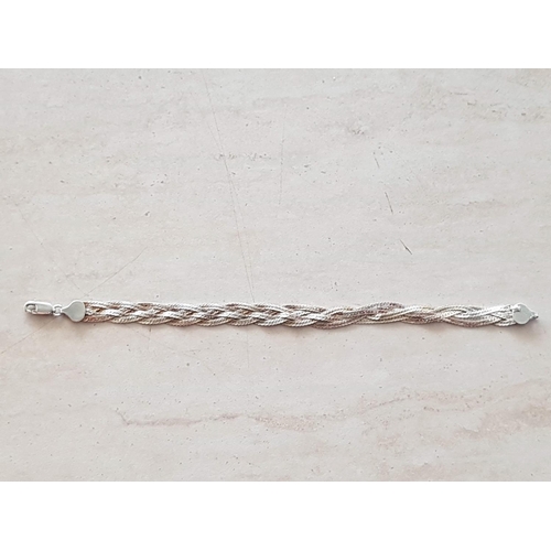 342 - Silver .925 Bracelet with Woven Braided Herringbone Bracelet (L:18cm)