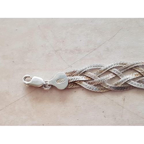 342 - Silver .925 Bracelet with Woven Braided Herringbone Bracelet (L:18cm)