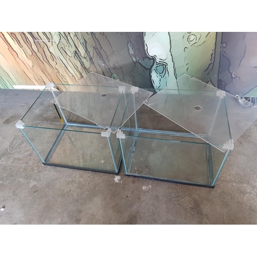 427 - 3 x Small Aquariums (Glass), (1 x Round Ø20cm x H:20cm) and 2 x Rectangular (31.5 x 23.5 x 23cm each... 