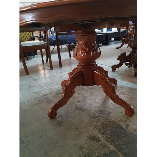 192 - Classical Style Solid Wood Round Extendable Dinning Table with Pedestal Leg and Scroll Feet