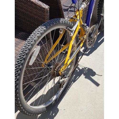 197 - Blue & Yellow Emmelle Reactor Mountain Bike, 21 Years and Suspension