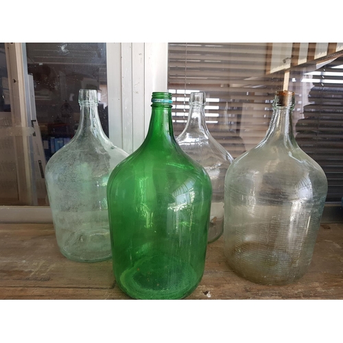 411 - Set of 4 x Demi Johns Bottles (3 x White and 1 x Green)