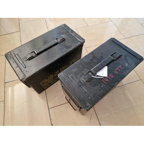 30 - 2 x Vintage Metal Artillery Boxes, (Approx. 30 x 15 x 19cm each), (2)