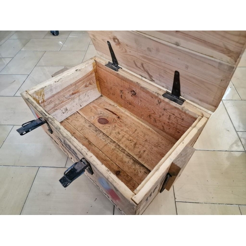 41 - Solid Wood Artillery Box / Storage Box with Hinged Lid, (Approx. 54 x 33 x 27cm)