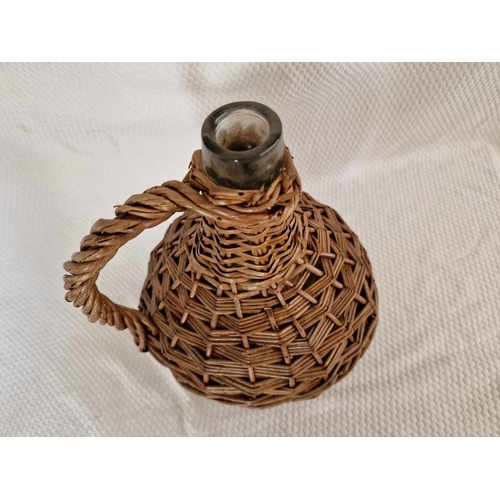 43 - Vintage Wicker Covered Glass Bottle / Demijohn, (Approx. H: 37cm)