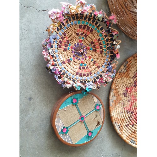 407 - Traditional Cyprus Collection inc; Large Wicker Basket (H:16cm x Ø57cm) 2 x Vintage Style Straw Mats... 