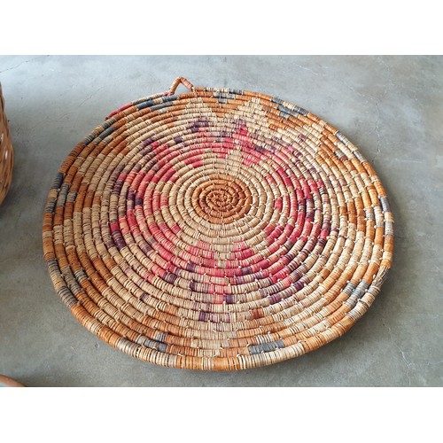 407 - Traditional Cyprus Collection inc; Large Wicker Basket (H:16cm x Ø57cm) 2 x Vintage Style Straw Mats... 