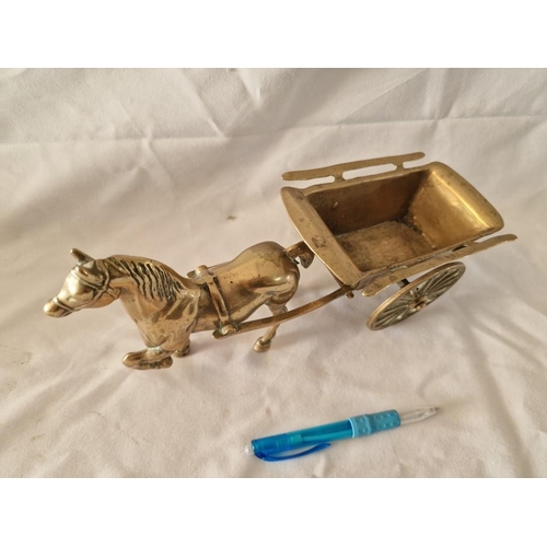 48 - Brass Horse and Cart, (Approx. L: 29cm)