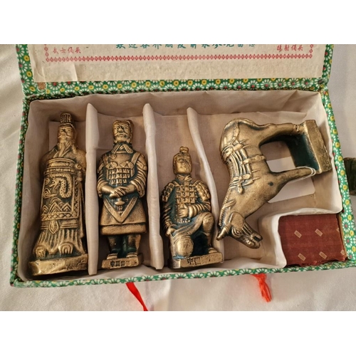 49 - Cased Set of 4 x Terracotta Chinese Warriors  and 1 x Other