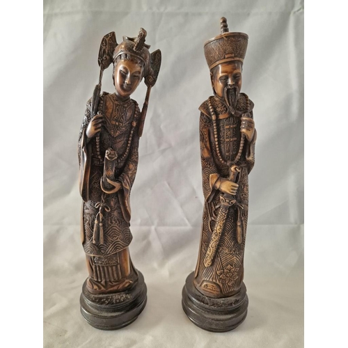 66 - Mandarin Emperor and Empress 2-Piece Figurines, (Approx. Ave. H: 34cm), (2)