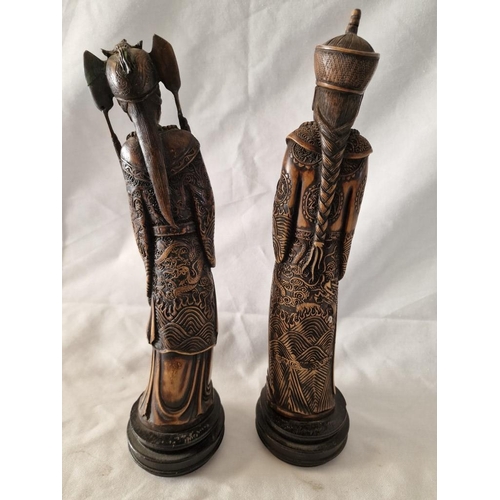 66 - Mandarin Emperor and Empress 2-Piece Figurines, (Approx. Ave. H: 34cm), (2)