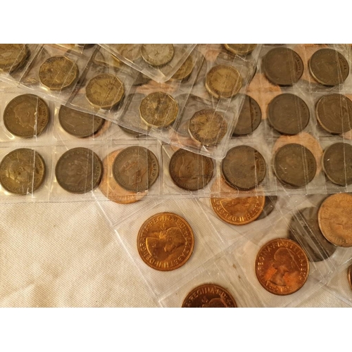 70 - Collection of Early British Coins; 9 x Sleeves with Threepence, Sixpence, Half Pennies and One Penni... 