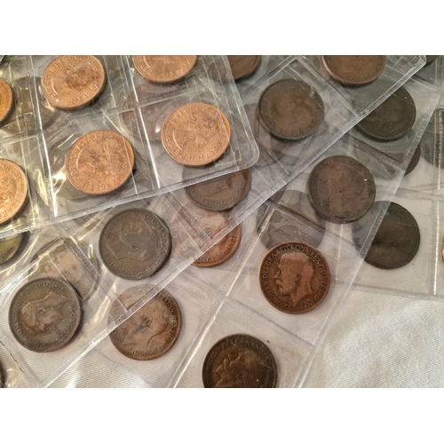 70 - Collection of Early British Coins; 9 x Sleeves with Threepence, Sixpence, Half Pennies and One Penni... 