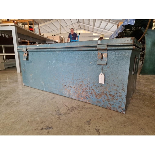 74 - Heavy Metal Shipping Trunk with Handles and 2 x Clasps, (Approx. 94 x 53 x 37cm)