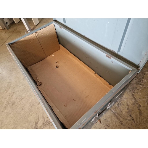 74 - Heavy Metal Shipping Trunk with Handles and 2 x Clasps, (Approx. 94 x 53 x 37cm)