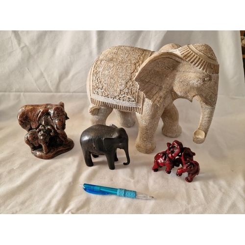 76 - Collection of 4 x Elephant Figurines, (Largest Approx. H: 28cm), (4)