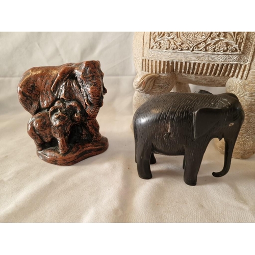 76 - Collection of 4 x Elephant Figurines, (Largest Approx. H: 28cm), (4)