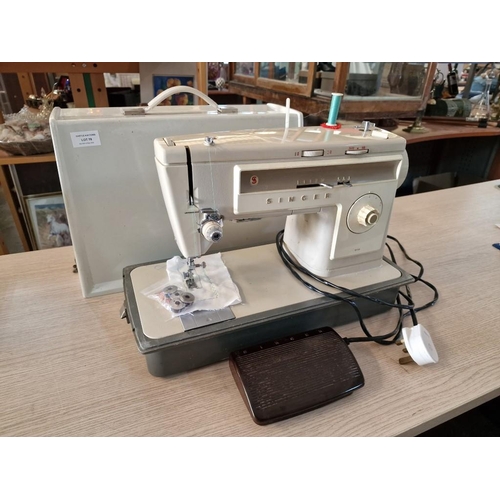 78 - Singer Sewing Machine, (Model 513), Electric with Foot Pedal and Spare Bobbins, in Case, * Basic Tes... 