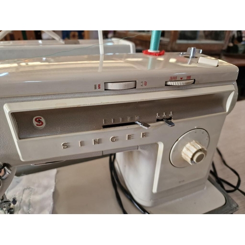 78 - Singer Sewing Machine, (Model 513), Electric with Foot Pedal and Spare Bobbins, in Case, * Basic Tes... 